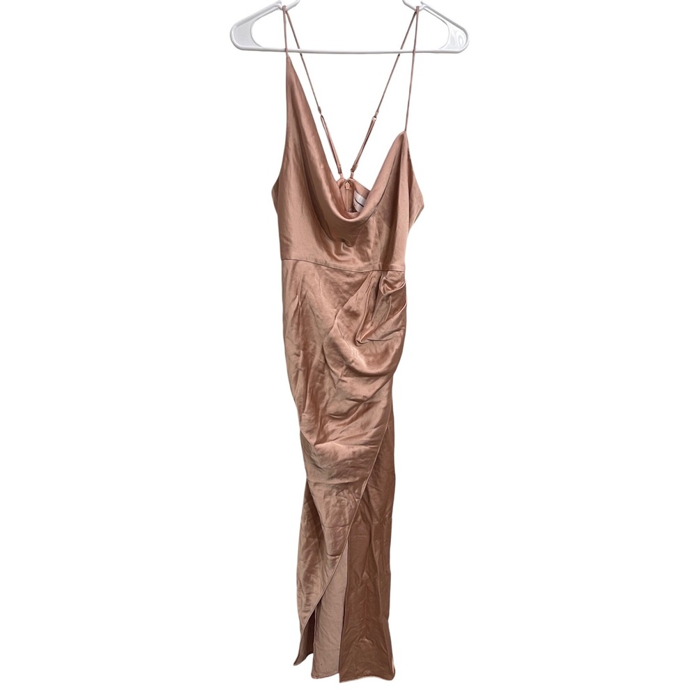 Significant Other‎ Aria Satin Cowl Midi Dress Blush Pink Ruched Slip US 6 AU 10 - Picture 4 of 8